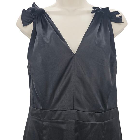 Prabal Gurung Collective Womans size 4 V-Neck Midi Slip Dress Black Button Skirt - Picture 2 of 8